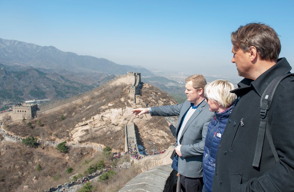 I april var ein 16 personar stor delegasjon frå Ryfylke på besøk i Kina, mellom dei varaordførar Asle Rafdal, Aud Hege Jørgensen Hebnes  frå Sauda Fjord Camping og Inge Løyning frå Sauda Vekst. Foto: Alf Aadnøy.