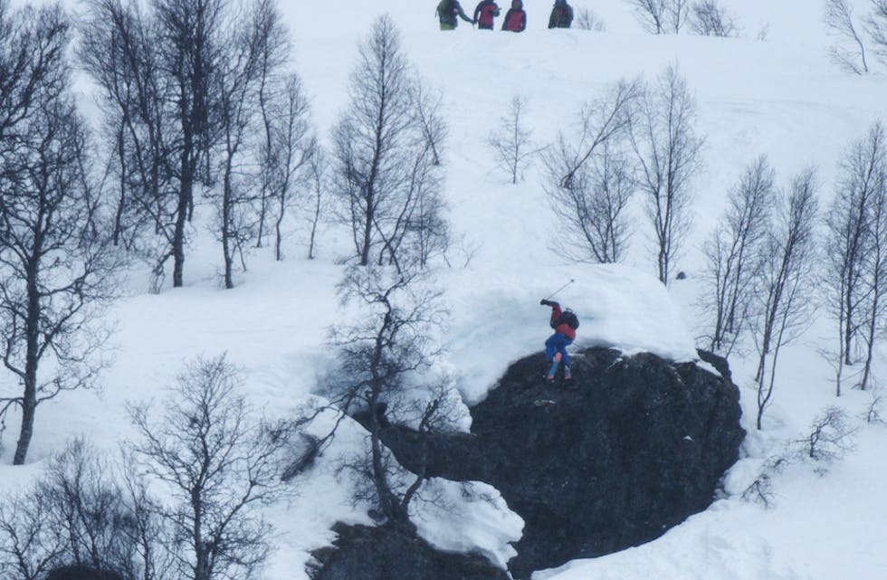 VANN: Tobias Bjønnes frå Norge og Sauda var best av alle i skiklassen under Røldal Freeride Challenge i dag, laurdag. (Foto: Martin I. Dalen)