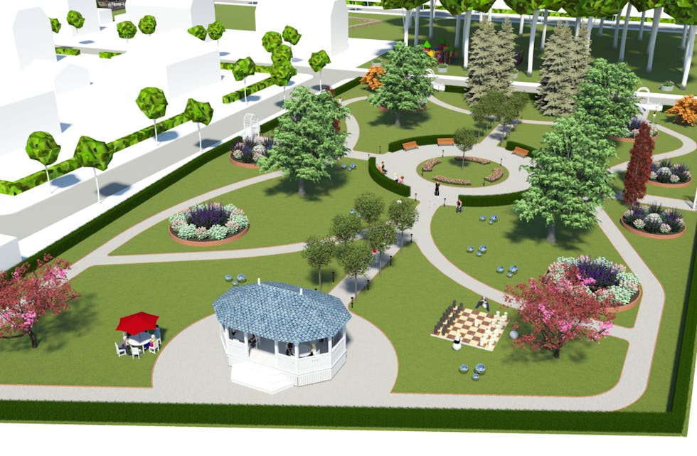 Slik ser eitt forslag ut til korleis Sneath´s Park kan gjennoppstå i all sin prakt.