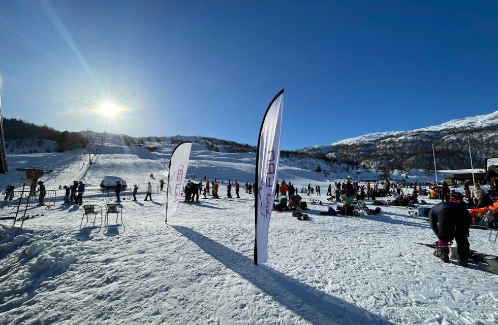 Idylliske forhold i Sauda Skisenter søndag.