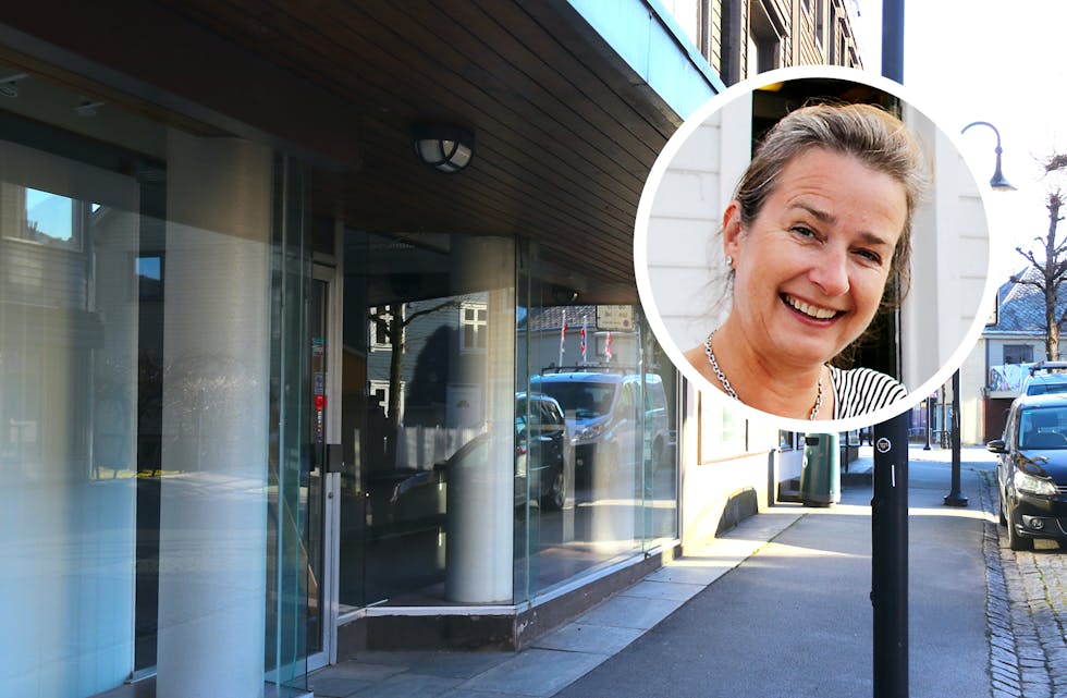 Her i butikklokala i Skulegata 11, skal Sauda Frivilligsentral opne ein ”gratisbutikk” for flyktningar. Innsamlinga startar veka etter påske. Leiar Mari Austarheim (innfelt) seier det er god plass i lokala, så ein håpar saudabuen har mykje varer å gi bort.