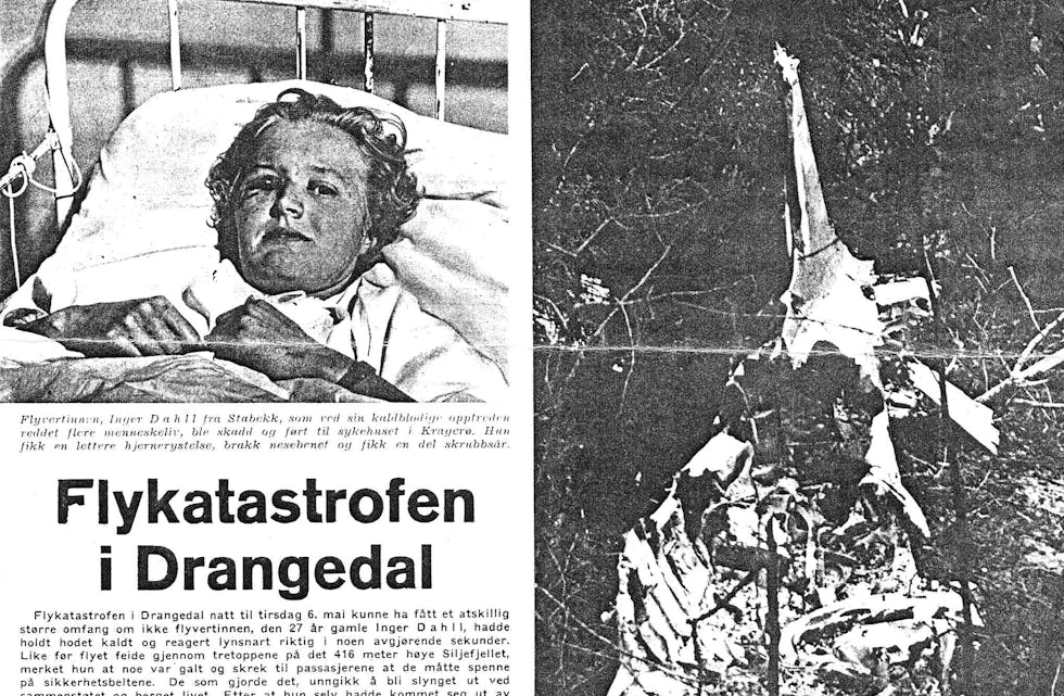 Under «Flykatastofen i Drangedal»
Inger Benedicte Dahll var 27 år då ulukka hendte, og er av mange dratt fram som ei stor heltinne. 
