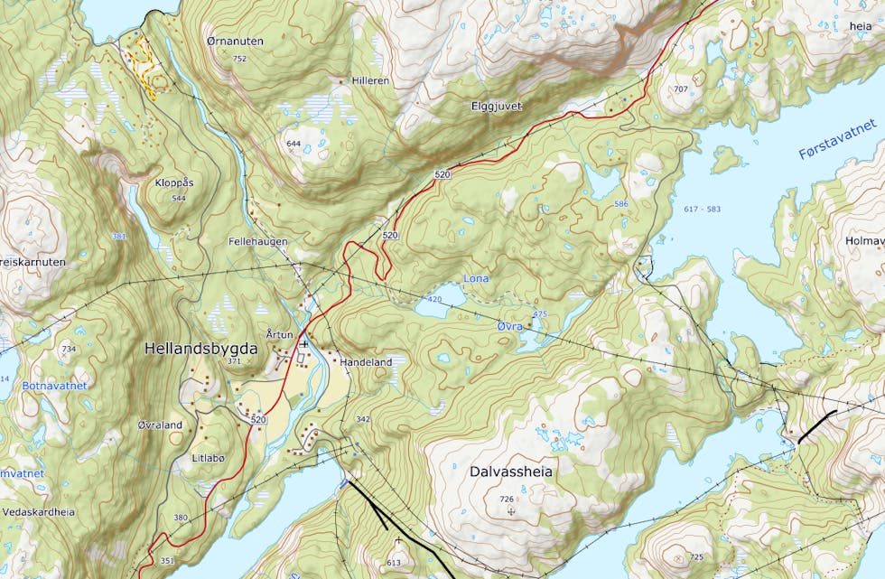 Eit område mellom Ørnanuten, Slettedalselva, Hellandsbygd Lona og Førstavatnet inneheld ikkje verdiar som gjer staden eigna for vern, konkluderer Statsforvaltaren i Rogaland.