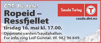 Sauda Turlag-2023-35 Ropeid Ressfjellet - ny dato