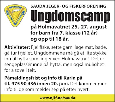 SSauda Jeger og Fiskeforening 2023-43 ungdomscamp
