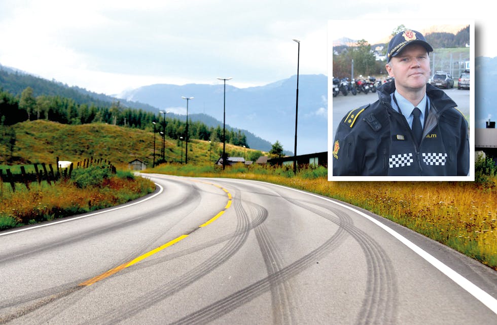 Det blir med jamne mellomrom meldt om råkøyring på Birkelandsvegen, opplyser politioverbetjent Thomas Wahl (innfelt). Tysdag blei eitt av dei utsette strekka kontrollerte.