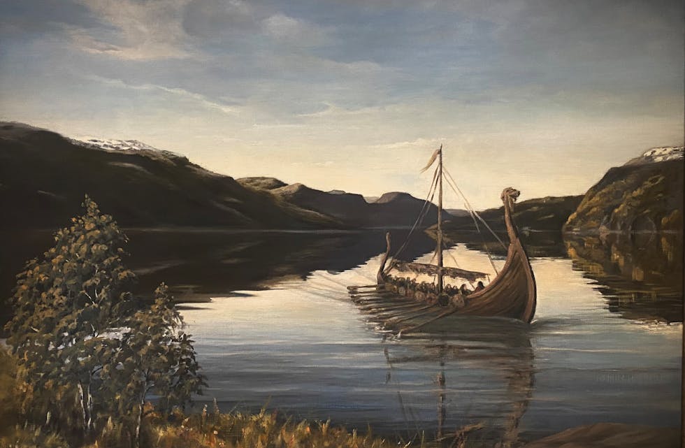Dette er eitt av måleria målt av Trond Carsten Øye som blir avduka på Hovlandsnuten laurdag.