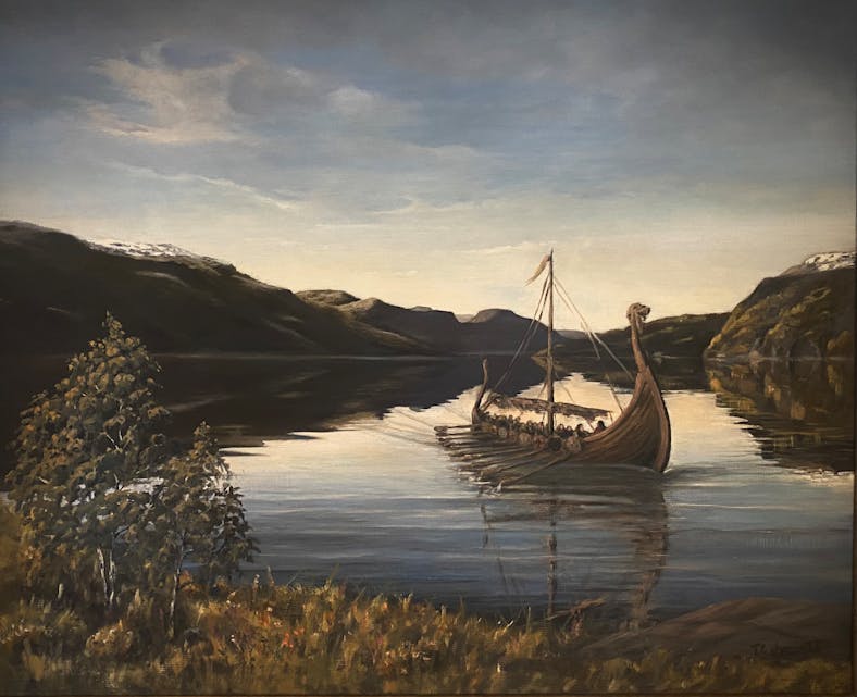 Dette er eitt av måleria målt av Trond Carsten Øye som blir avduka på Hovlandsnuten laurdag.