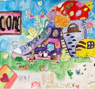 Dagens kunstnar er 14 år gamle Emma Andersen. Ho har malt dette bildet med akvarellfarger.