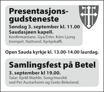 SSauda kyrkje 2023-60 presgudstjeneste og samlingsfest