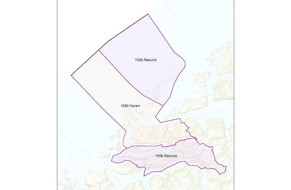Dei nye kommunegrensene til Ålesund og Haram kommune trer i kraft frå 1. januar 2024.