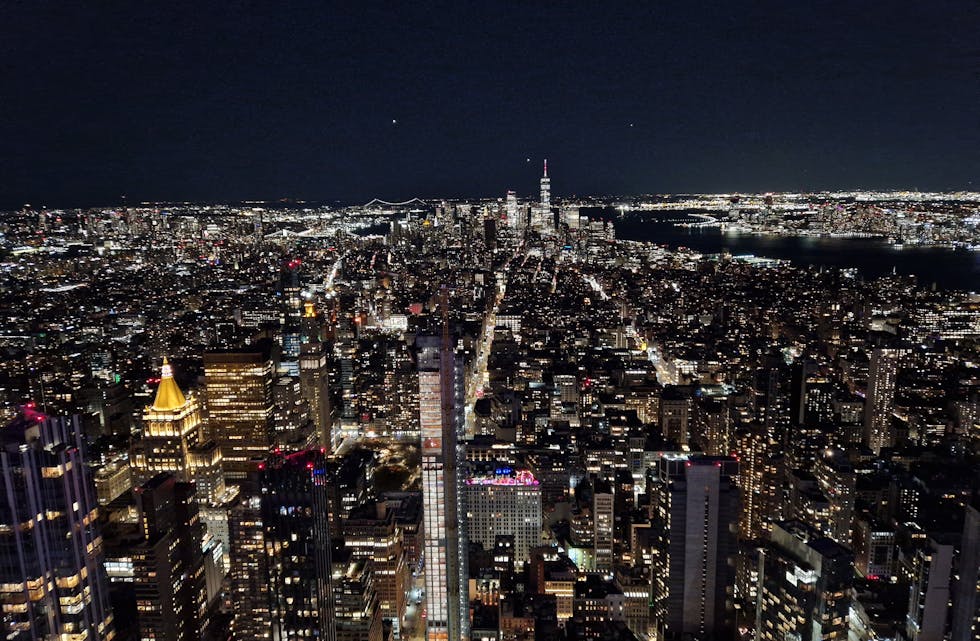 Utsikt frå Empire State Building, 11. mars. Bildet er tatt mot nedre Manhattan.