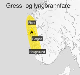 Yr.no varslar gras- og lyngbrannfare over store delar av Vestlandet.