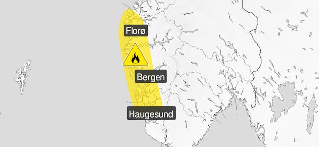 Yr.no varslar gras- og lyngbrannfare over store delar av Vestlandet.