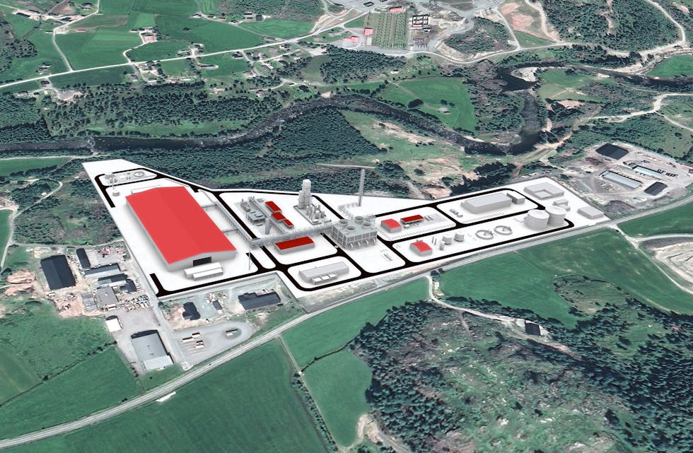 På dette området på Birkeland ønsker Iverson efuels å bygge ammoniakkfabrikk, men i såfall er det mange bedrifter som må flytte. Bedriftene er delte i synet på fabrikkplanane.