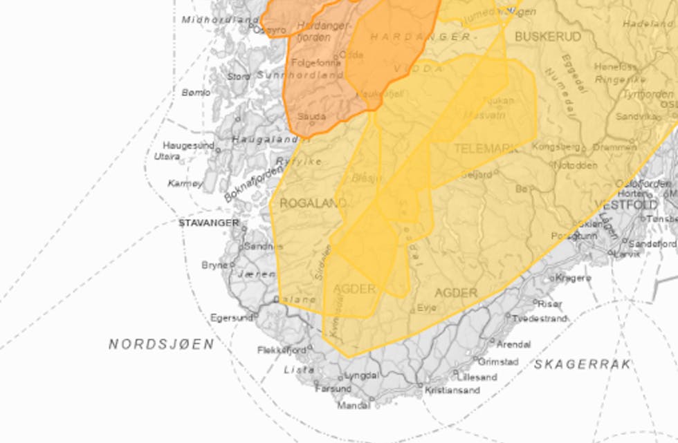NVE varslar betydeleg skredfare over 500 meter. Varselet er moderert til gult nivå frå fredag av.