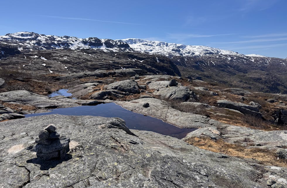 Fin lørdagstur til Holmavassheia med utsikt mot Skaulen.